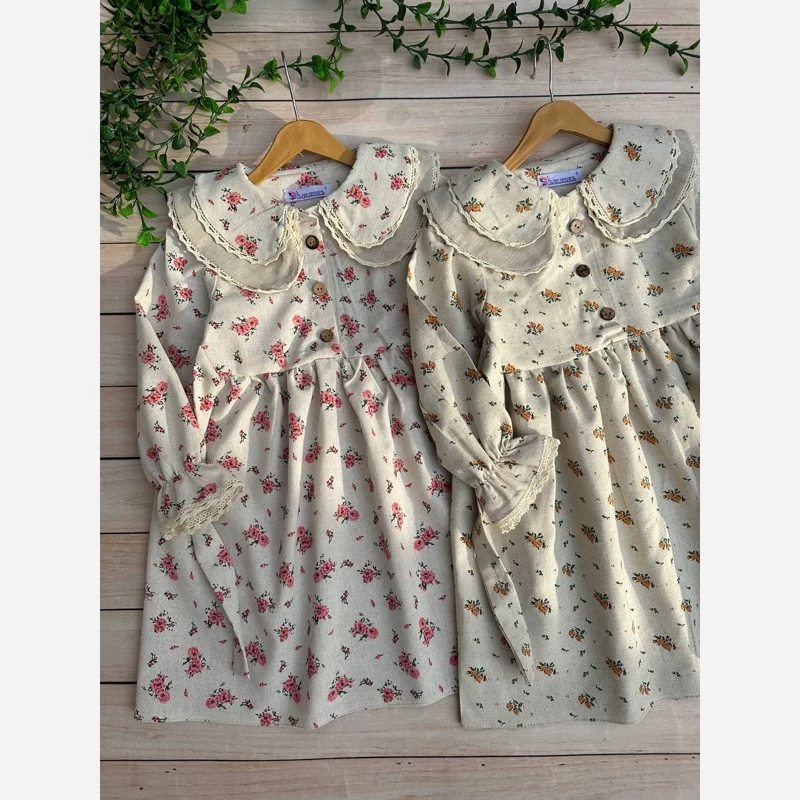 پیراهن گل گلی دخترانه آستین بلند