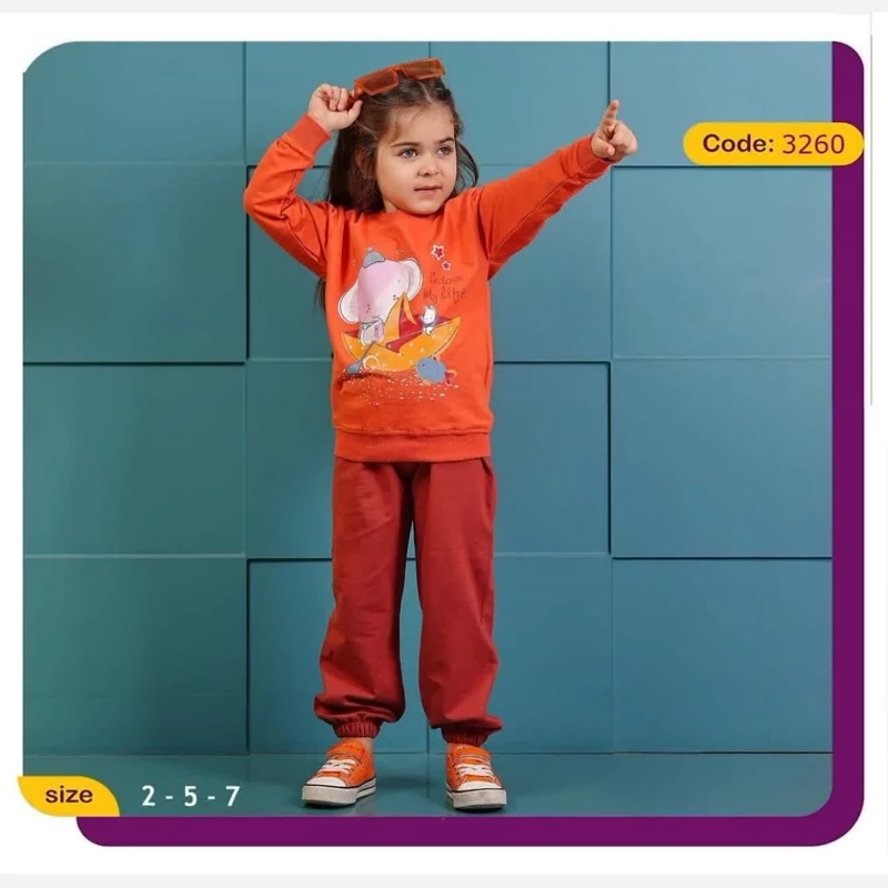 بلوز شلوار آستین بلند دخترانه طرح فیلی