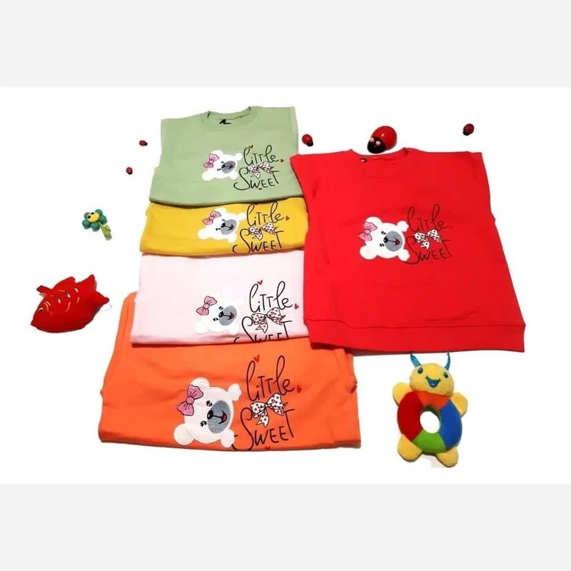 بلوز شلوار آستین بلند دخترانه طرح خرسی